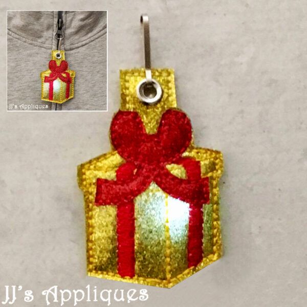 Flashing Present Applique Zipper Pull