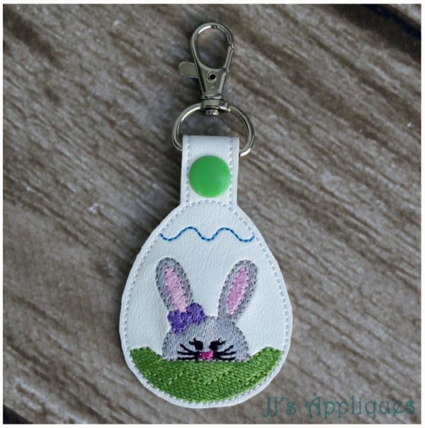 Snap On Bunny Girl in Egg Key Fob