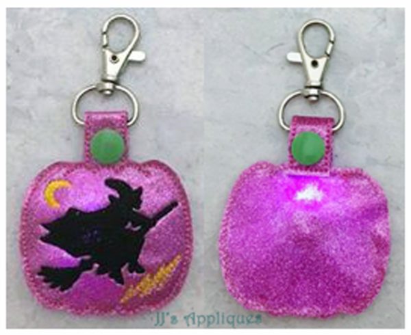 Flashing Snap On Witch on Broom Key Fob