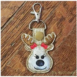 Flashing Snap On Reindeer Girl Key Fob