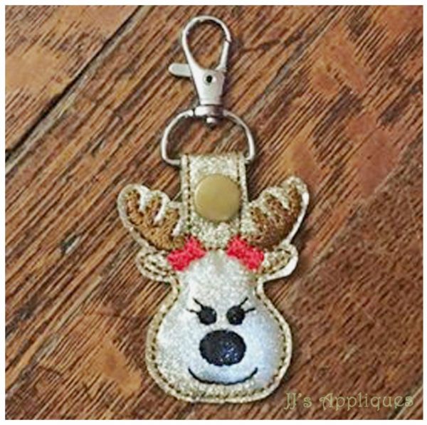 Flashing Snap On Reindeer Girl Key Fob