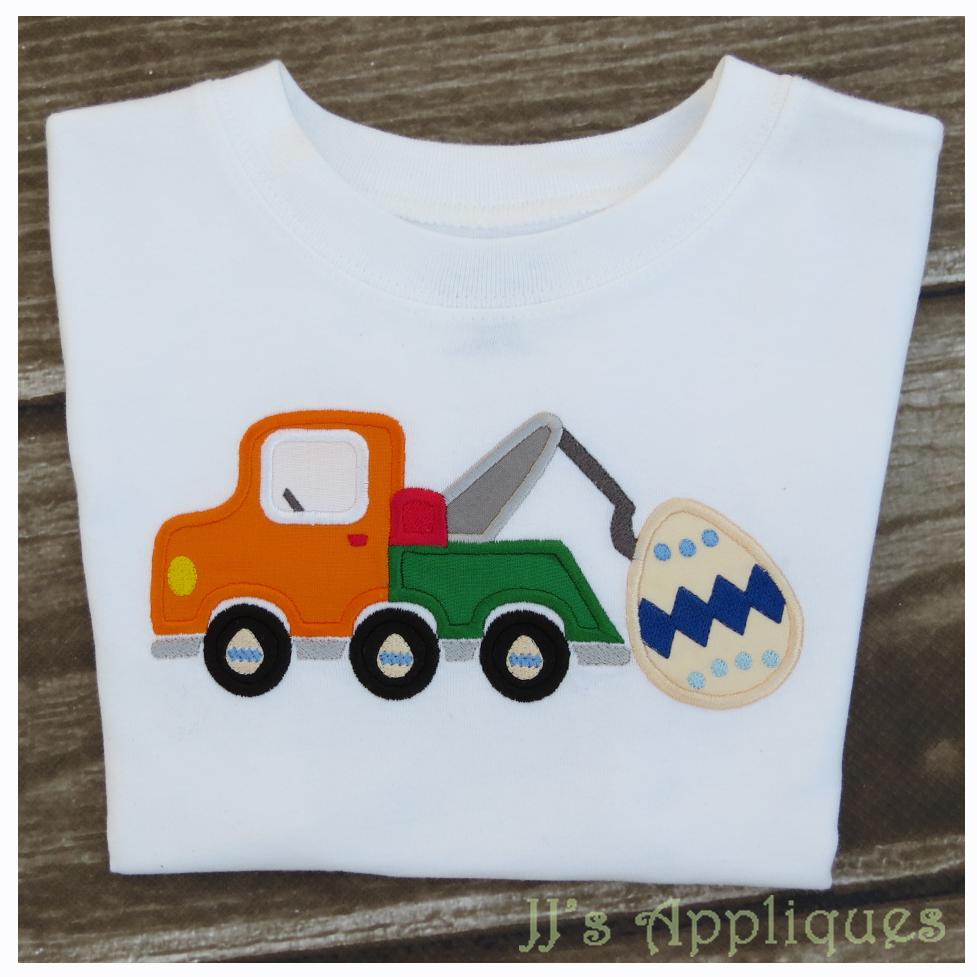 Truck Tows Easter Egg - JJ's Appliqués Machine Embroidery