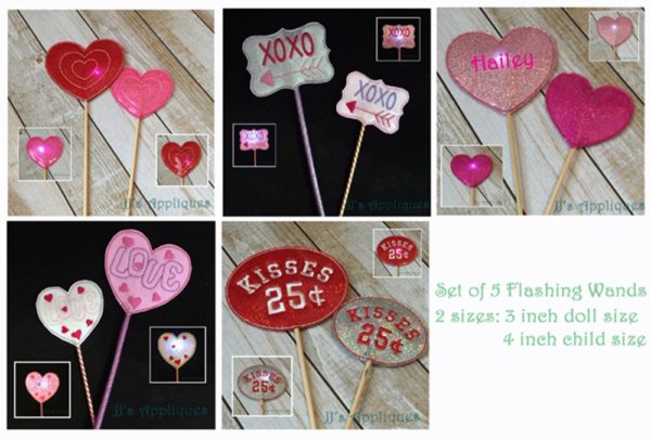 Valentine Flashing Wands Set of 5