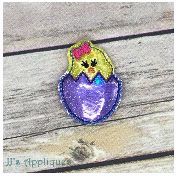 Flashing Chick in Egg Applique Feltie