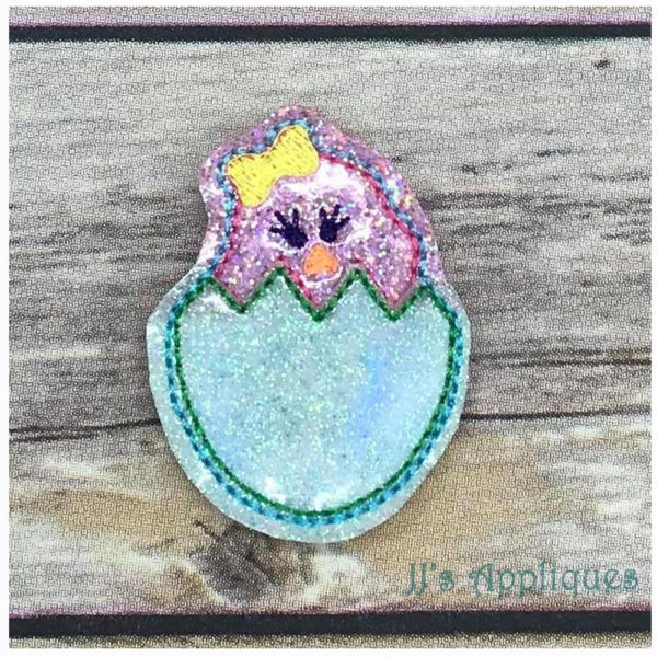 Flashing Chick in Egg Applique Feltie