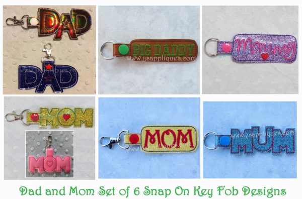 Mom and Dad Set of 6 Key Fobs