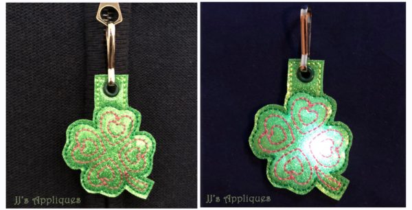 Flashing Shamrock Love Zipper Pull