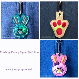 Flashing Easter Bunny Zipper Pull Trio