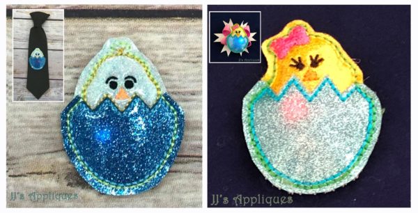 Flashing Chick in Egg Applique Feltie Flash Duo