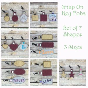 Snap On Blank Shape Key Fobs - Set of 7 Shapes