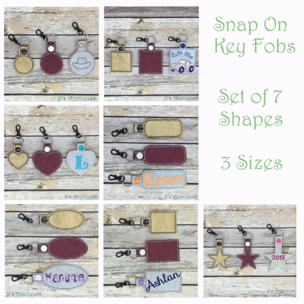 Snap On Blank Shape Key Fobs - Set of 7 Shapes