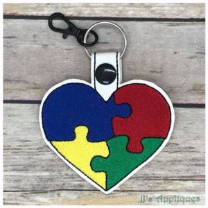 Snap On Autism Puzzle Key Fob