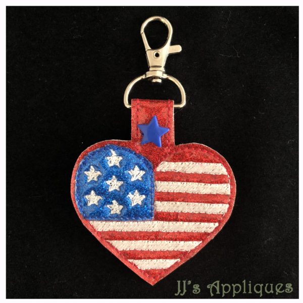 Snap On Flag Heart Key Fob