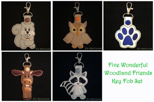 Woodland Friends Key Fobs - Set of 5