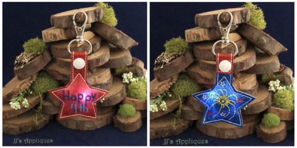 Flashing Snap On Star Shape Blank Reversible Key Fob