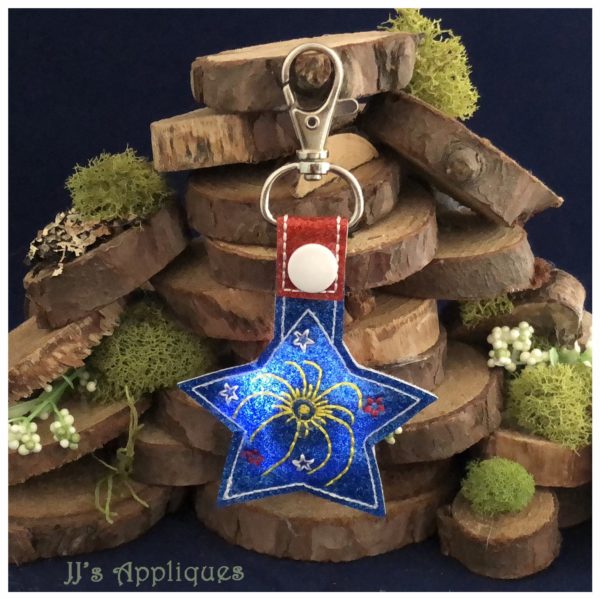 Flashing Snap On Star Shape Blank Reversible Key Fob