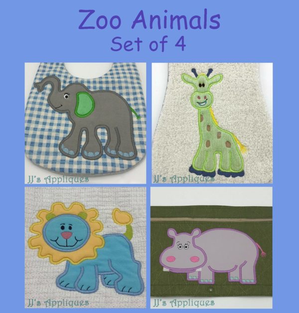 Zoo Animals Set of 4 Appliques