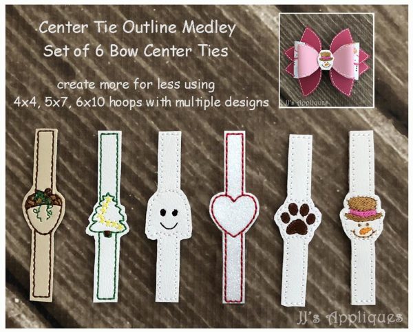 Bow Center Tie Outlines Set of 6