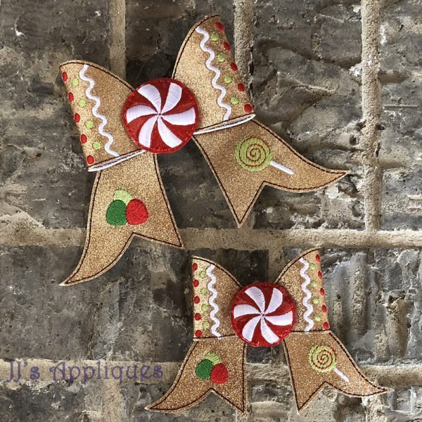 Gingerbread Cheer Bow with optional Flashing Peppermint Swirl Center - Image 2