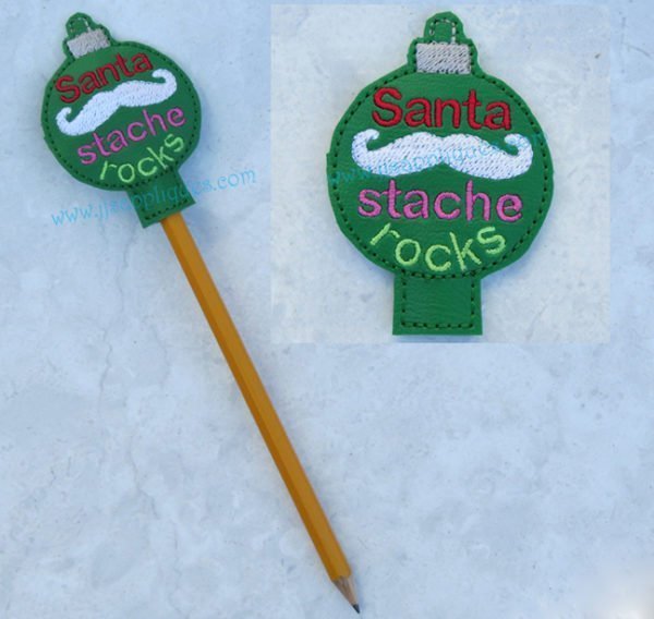 Santa Stache Rocks Pencil Topper